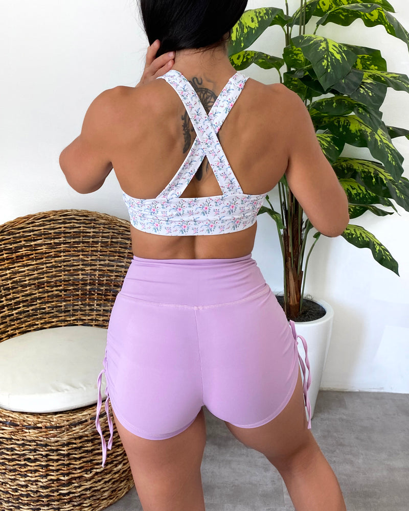 Side Tie Workout Shorts (Pink)